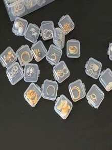 10 piezas Cajas de almacenamiento transparentes para joyas para escritorio doméstico - Blanco - Ver 2