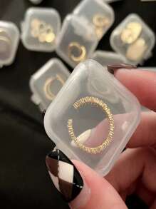 10 piezas Cajas de almacenamiento transparentes para joyas para escritorio doméstico - Blanco - Ver 3