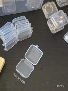 10 piezas Cajas de almacenamiento transparentes para joyas para escritorio doméstico - Blanco - Ver 4