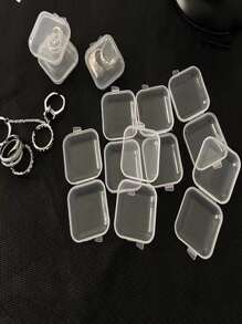 10 piezas Cajas de almacenamiento transparentes para joyas para escritorio doméstico - Blanco - Ver 5