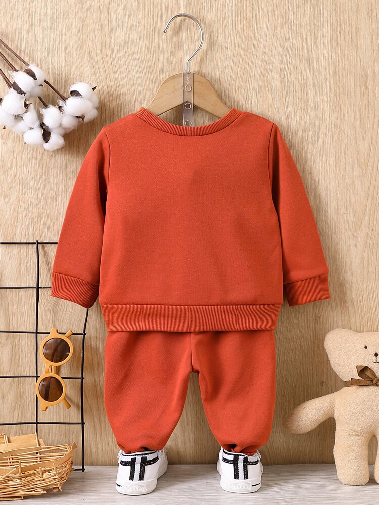 Baby Boy Bear Doll Detail Sweatshirt & Sweatpants