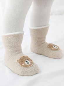 1pair Baby Bear Print Socks - Khaki - View 3