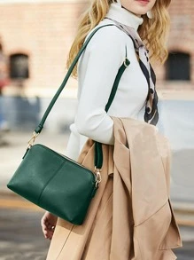 通勤风格时尚百搭多拉链口袋大容量简约便携斜挎包，适合女性购物、聚会、送给妈妈的礼物