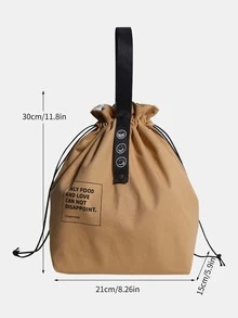 1pc Simple Drawstring Lunch Bag - Khaki - View 3