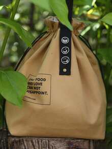 1pc Simple Drawstring Lunch Bag - Khaki - View 6