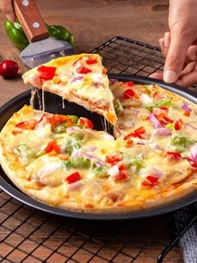 1 pieza Pan de pizza redondo liso - Negro - Ver 5