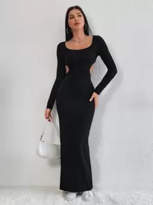 SHEIN BAE Cut Out Waist Bodycon Dress - Black - View 1