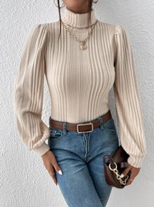 SHEIN Frenchy 高領燈籠袖T恤