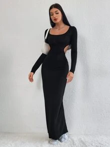 SHEIN BAE Cut Out Waist Bodycon Dress - Black - View 4