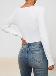 SHEIN Privé 雞心領口修身連體衣