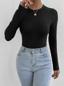 SHEIN Essnce 素色條紋針織連身背心