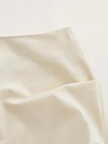 SHEIN EZwear 高腰高衩半身裙 - 米色 - 查看 3