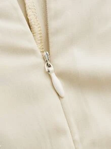 SHEIN EZwear 高腰高衩半身裙 - 米色 - 查看 4