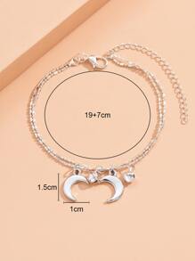 1入組月亮和鈴鐺墜飾腳錬銅首飾類