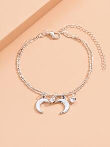 1入組月亮和鈴鐺墜飾腳錬銅首飾類