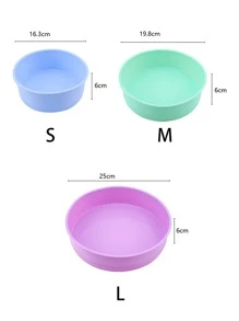 1入組新款矽膠圓形蛋糕模具、夾心蛋糕矽膠蛋糕盤模具、彩虹蛋糕、樹脂杯墊 - 藍色 - 查看 3