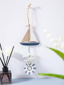 1入組木頭帆船掛飾 - 彩色 - 查看 2