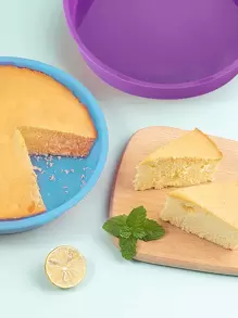 1入組新款矽膠圓形蛋糕模具、夾心蛋糕矽膠蛋糕盤模具、彩虹蛋糕、樹脂杯墊 - 藍色 - 查看 1