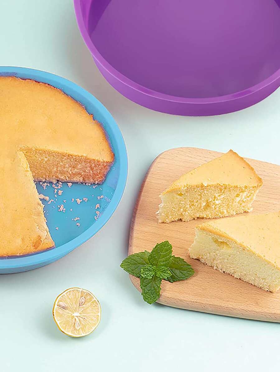 1入組新款矽膠圓形蛋糕模具、夾心蛋糕矽膠蛋糕盤模具、彩虹蛋糕、樹脂杯墊 - 藍色 - 查看 1