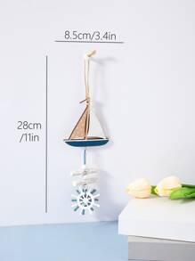 1入組木頭帆船掛飾 - 彩色 - 查看 8