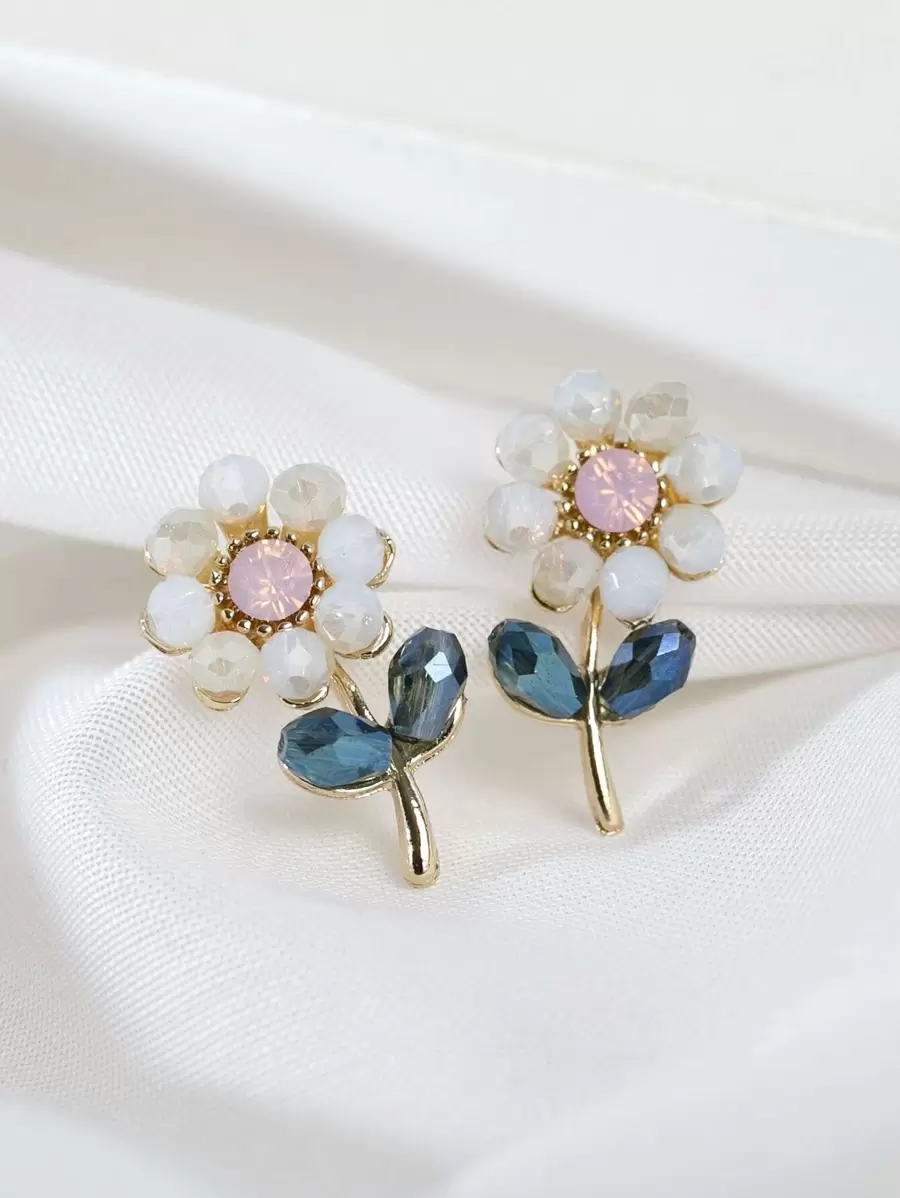 1 对优雅别致精致玻璃花、向日葵耳钉，适合日常佩戴和度假 - 彩色 - 查看 1