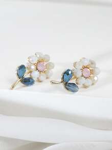 1 对优雅别致精致玻璃花、向日葵耳钉，适合日常佩戴和度假 - 彩色 - 查看 2