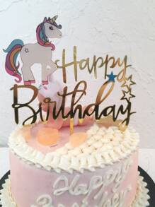 1pc Unicorn trang trí bánh sinh nhật Topper - Nhiều màu - Xem 1