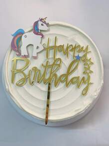 1pc Unicorn trang trí bánh sinh nhật Topper - Nhiều màu - Xem 2