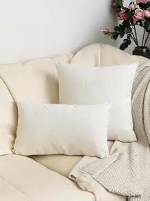 1 Vỏ gối sofa họa tiết màu trơn hoặc vỏ gối thắt lưng, không bao gồm ruột gối - trắng - Xem 1