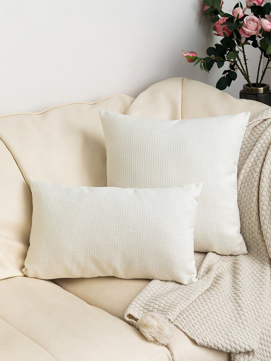 1 Vỏ gối sofa họa tiết màu trơn hoặc vỏ gối thắt lưng, không bao gồm ruột gối - trắng - Xem 1