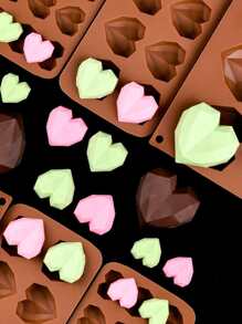 1入組矽膠糖果模具用於廚房烘焙心形設計巧克力模具 - 巧克力棕 - 查看 1