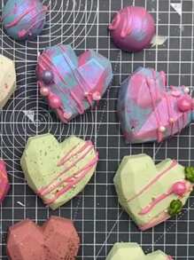 1入組矽膠糖果模具用於廚房烘焙心形設計巧克力模具 - 巧克力棕 - 查看 5