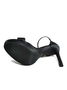 女士極簡細跟踝帶優雅黑色高跟涼鞋 - 黑色 - 查看 3