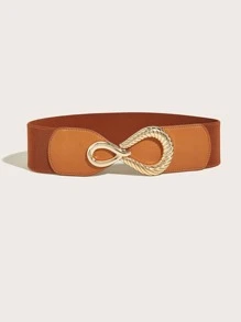 Twist Detail Asymmetrical Buckle Belt - Camel - View 2