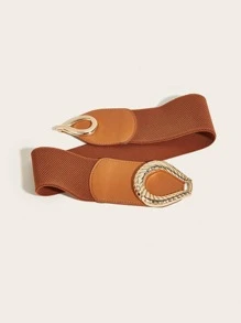 Twist Detail Asymmetrical Buckle Belt - Camel - View 4