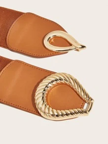 Twist Detail Asymmetrical Buckle Belt - Camel - View 5