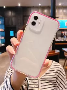 Contrast Frame Clear Phone Case - Hot Pink - View 1