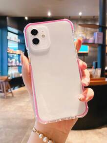 Contrast Frame Clear Phone Case - Hot Pink - View 2