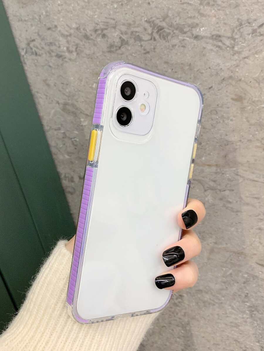 Contrast Frame Clear Phone Case - Purple - View 1