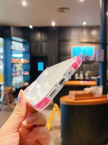 Contrast Frame Clear Phone Case - Hot Pink - View 4