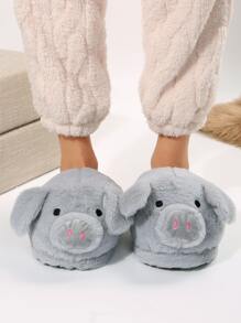 Animal Design Novelty Slippers - Grey - View 2