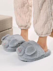Animal Design Novelty Slippers - Grey - View 3
