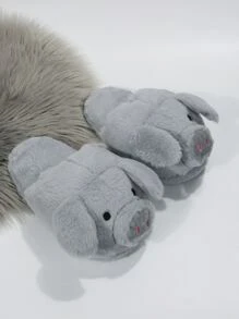 Animal Design Novelty Slippers - Grey - View 4