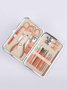 18 piezas set herramienta de arte de uña - Beis - Ver 2