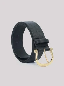 Cinturón con hebilla metálica - Negro - Ver 1