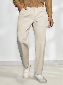 GENTILAND Quần Nam Túi màu trơn Giải trí - Màu be - Xem 1