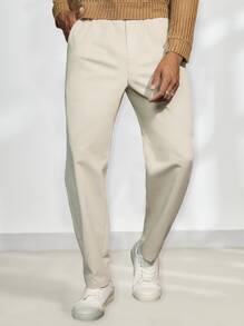 GENTILAND Quần Nam Túi màu trơn Giải trí - Màu be - Xem 5