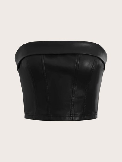 SHEIN ICON Top bandeau con cremallera trasera PU