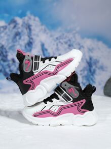 女童拼色保暖襯裡搭扣厚底運動鞋 - 彩色 - 查看 1