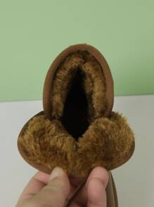 女孩花朵裝飾加絨內裏馬丁靴